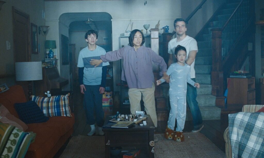 The cast of the Netflix film The Last House looking frightened.