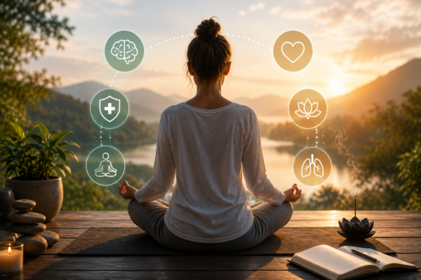 Person meditating outdoors